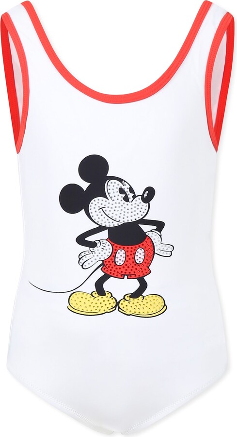 Little Marc Jacobs White Swimsuit For Girl With Mickey Mouse