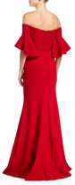 Thumbnail for your product : Badgley Mischka Off-the-Shoulder Ruched Crepe Evening Gown