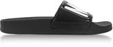 Moschino Black Pool Slider Sandals w/White Signature Logo