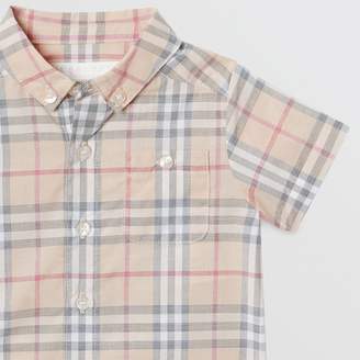 Burberry Childrens Button-down Collar Short-sleeve Check Cotton Shirt