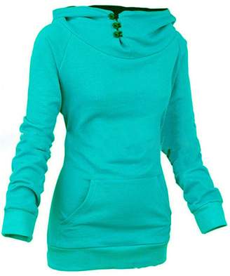 DOKER Women's Slim Fit Funnel Neck Button Hoodie Pullover Sweatshirt XL