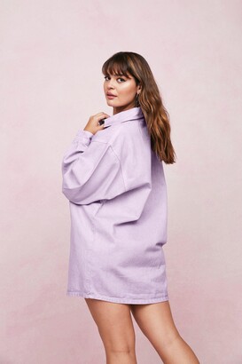 Nasty Gal Womens Plus Size Oversized Denim Shirt Mini Dress - Purple - 18