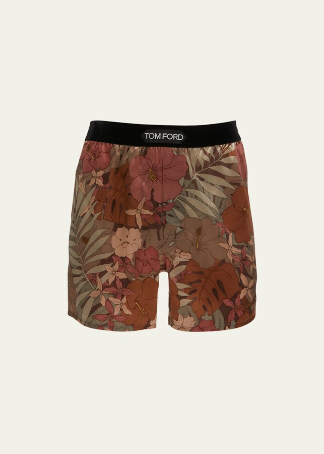 Tom Ford Men's Hibiscus-Print Silk Boxers - ShopStyle