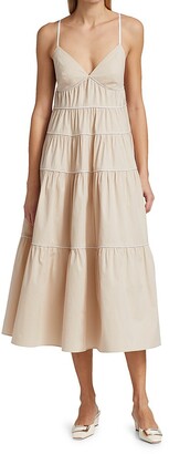 staud cleo tiered midi dress