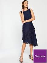 Thumbnail for your product : Warehouse Lace Wrap Midi Dress - Navy