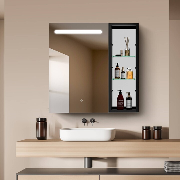 Gymax Bathroom Mirror Cabinet Wall Mounted Adjustable Shelf