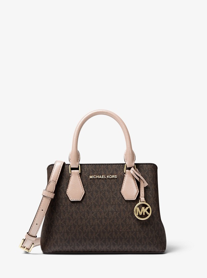 MICHAEL Michael Kors Camille Small Logo and Leather Satchel - ShopStyle