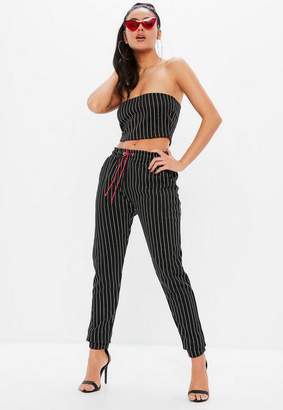 Missguided Madison Beer x Black Pinstripe High Waist Joggers