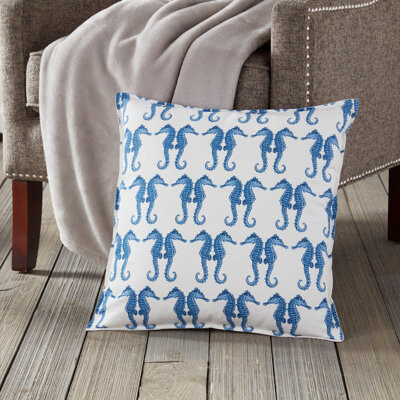 Greendale Home Fashions Seahorse Repeat Cotton Canvas Throw Pillow