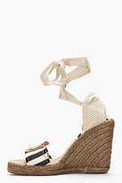 Thumbnail for your product : Marc Jacobs Navy & White Striped Espadrille Wedge Sandals