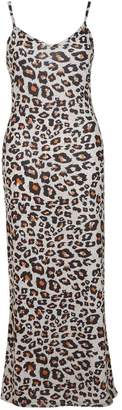 boohoo Leopard Print Strappy Jersey Maxi Dress
