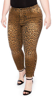 Bold Elements Leopard Lace Up Jeans - Plus