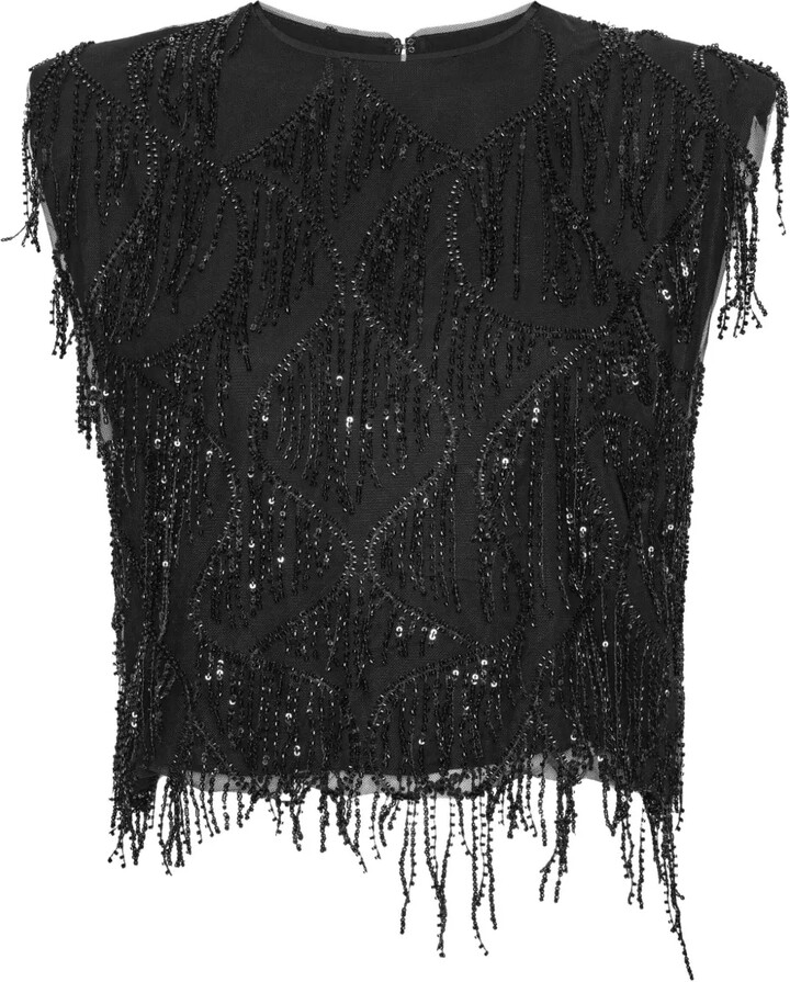 Rotate by Birger Christensen Sequin Fringe Top