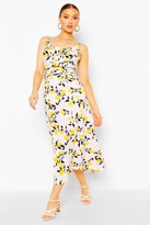 Thumbnail for your product : boohoo Woven Citrus Print Cami Top & Midi Skirt Co-ord Set