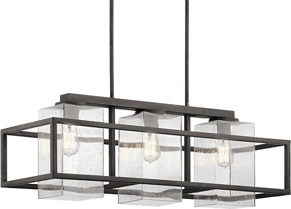 Kichler Wright Outdoor Linear Chandelier in Clear, Size: 3 light