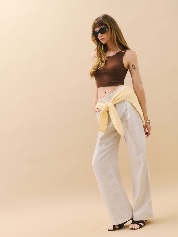 Alex Linen Mid Rise Cropped Pant