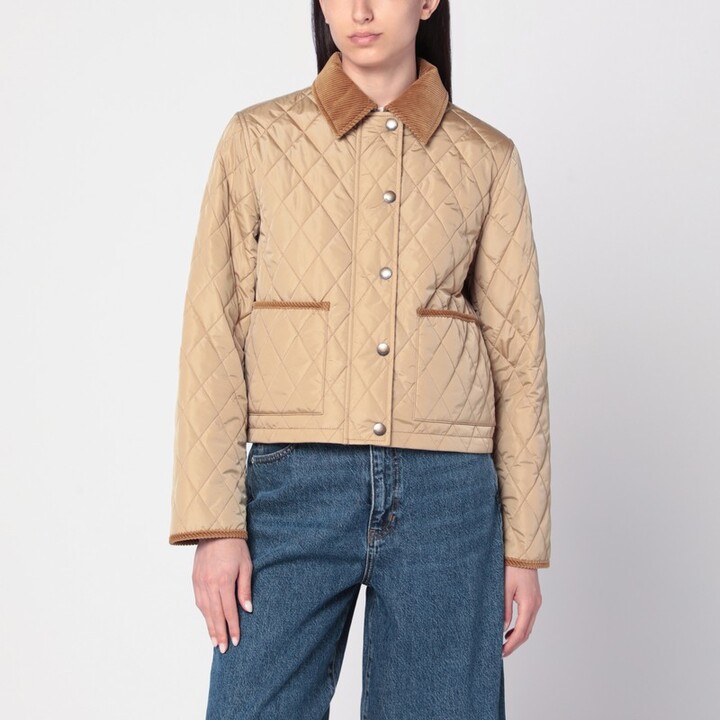 Burberry Cropped beige quilted nylon jacket