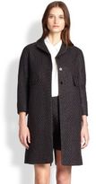 Thumbnail for your product : Carven Leather-Trimmed Woven Jacquard Coat