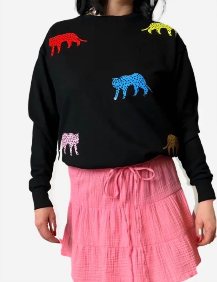 Style Reform Poppy Ultra Chic Sweatshirt In Multi Color Cheetahs