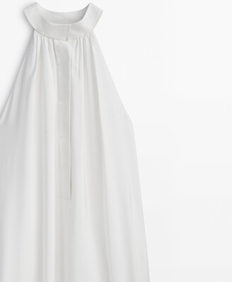 Massimo Dutti Long Halter Neck Dress With Flounce - ShopStyle