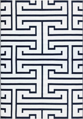 5' X 8' Greek Key Outdoor Mat, Off White