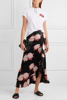 Thumbnail for your product : Ganni Wrap-effect Floral-print Satin Maxi Skirt