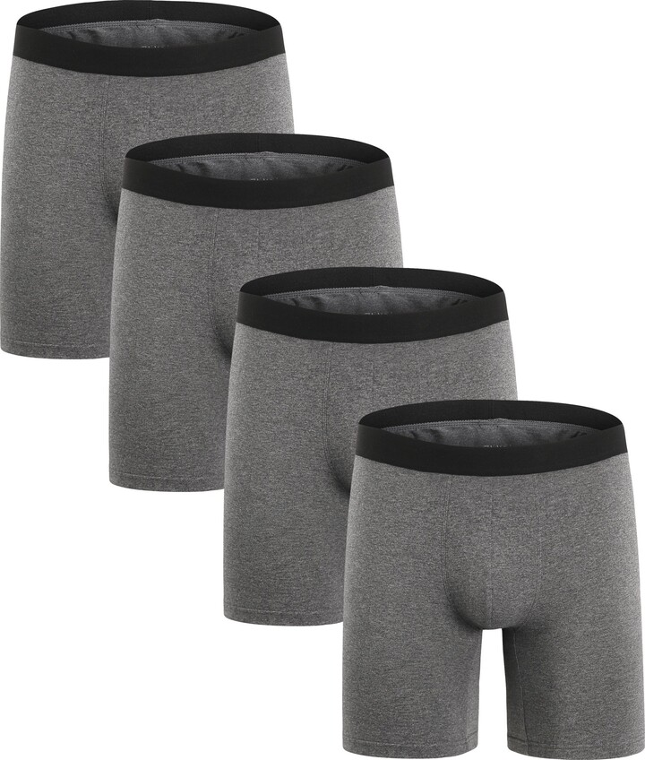 ZLYC Mens Long Leg Cotton Boxer Briefs Fit Underwear 3/4 Pack - ShopStyle