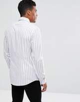 Thumbnail for your product : ASOS DESIGN Smart Skinny Poplin Stripe Shirt In Purple