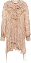 Thumbnail for your product : Zimmermann Painted Heart Asymmetric Ruffled Floral-print Silk-georgette Blouse