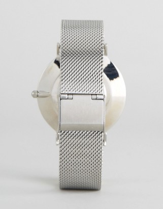 Reclaimed Vintage Camo Mesh Watch In Silver
