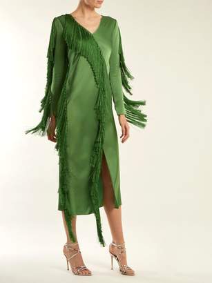 Diane von Furstenberg V Neck Fringed Dress - Womens - Green