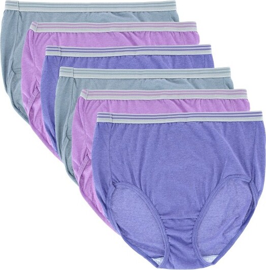 Fruit of the Loom Women's Underwear with 360° Stretch (Regular & Plus Size),  Low Rise Brief - Microfiber - 6 Pack, 6 