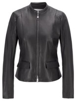 Thumbnail for your product : HUGO BOSS Leather jacket in lamb nappa with buckle detail