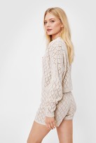 Thumbnail for your product : Nasty Gal Womens Diamond Knit Cardigan and Shorts Lounge Set - Beige - M