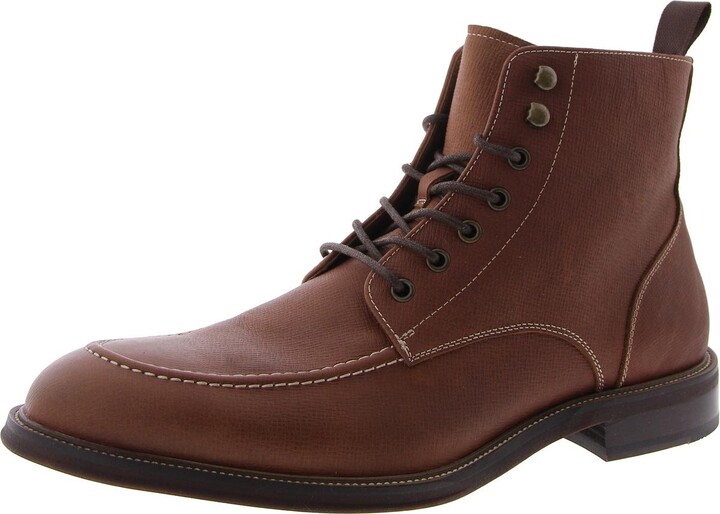 Steve Madden Holger Mens Leather Pebbled Combat & Lace-Up Boots - ShopStyle