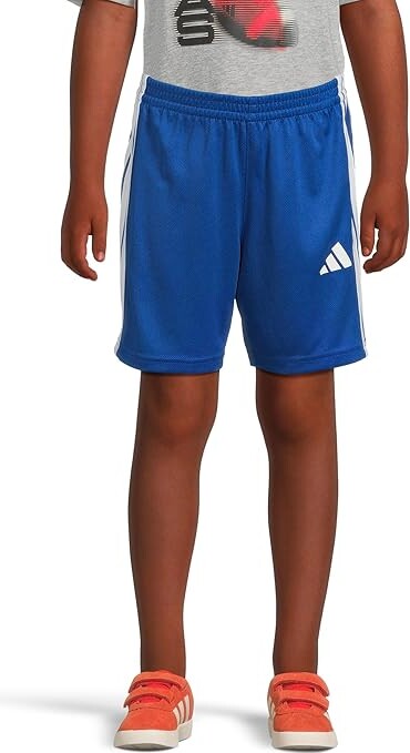 Adidas Originals Kids Essentials 3-Stripe Shorts (Toddler/Little Kids) Boy's Shorts Navy/Blue : 3T Toddler, Mesh/Polyester
