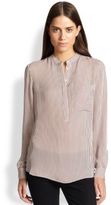Thumbnail for your product : Haute Hippie Striped Silk Henley Blouse
