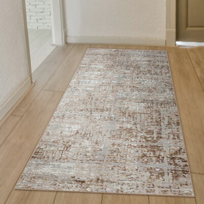 17 Stories Livigno 1241 Transitional Striated Beige Area Rug