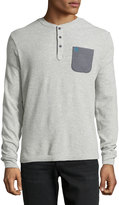 Thumbnail for your product : Penguin 1803 Penguin Henley Waffle-Knit Patch-Pocket Tee, Rain Heather