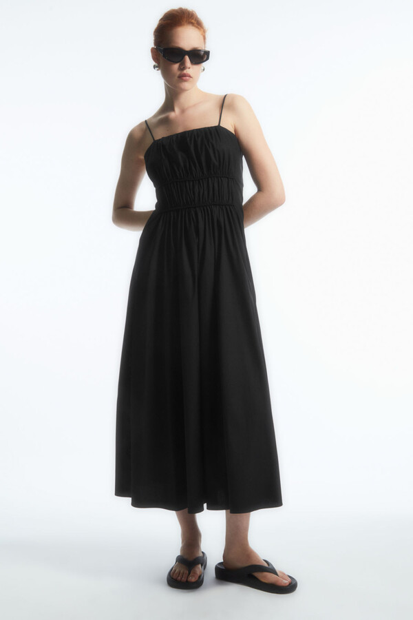 COS Gathered Bustier Midi Dress - ShopStyle