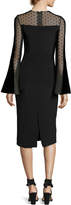 Thumbnail for your product : Monique Lhuillier Long-Sleeve Point d'Esprit Cocktail Dress, Black