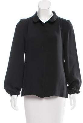 Black Fleece Silk Button-Up Top