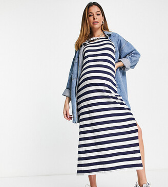 Cotton:On Maternity loose fit tank maxi dress in blue stripe - ShopStyle