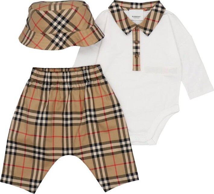 Burberry Children Checked Pattern Baby Set - ShopStyle Bibs & Burp Cloths