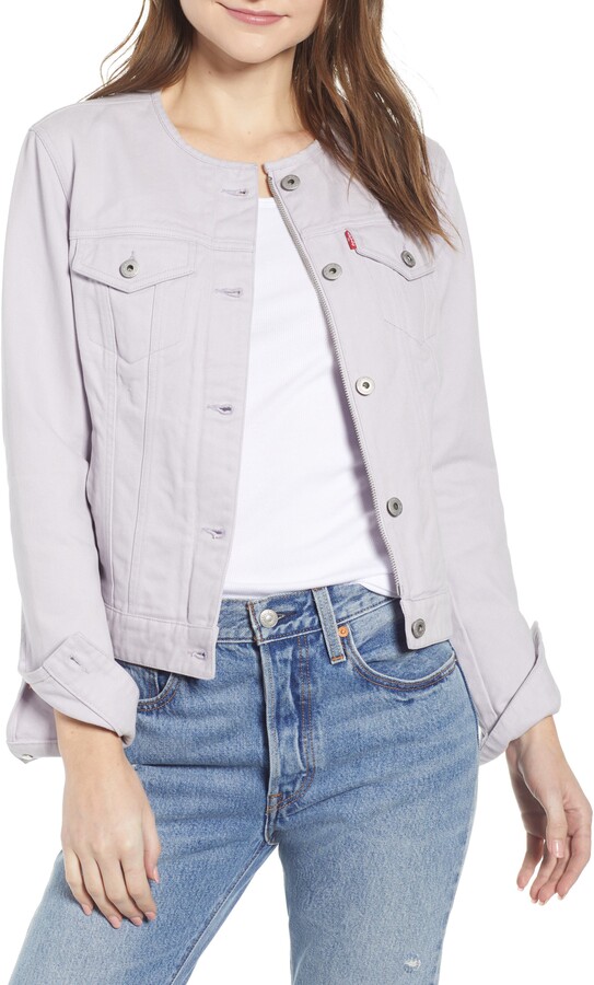 levis collarless denim jacket