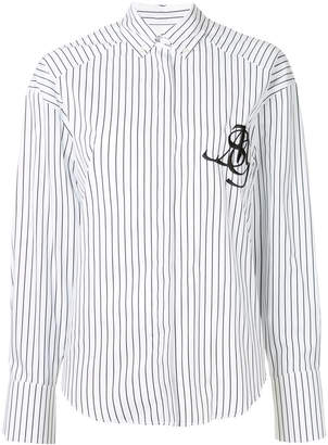 MSGM pinstriped shirt with embroidered logo