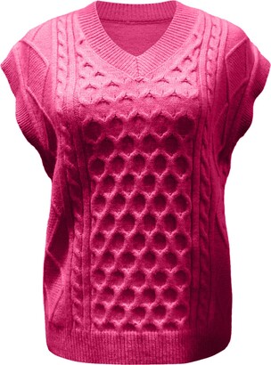 Wyzesi Womens Retro Sweater Vest Preppy Style Knitwear Tanks Winter Autumn Sleeveless V-Neck Vintage Knit Sweater Tank Tops (1-Grey S)