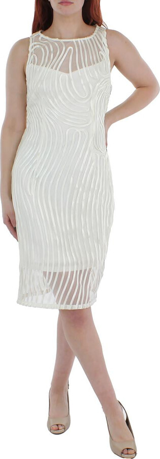 Womens Soutache Knee Length Sheath Dress