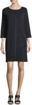 Thumbnail for your product : Joan Vass 3/4-Sleeve Embellished Shift Dress, Plus Size