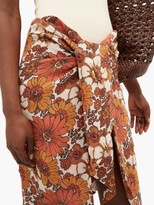 Thumbnail for your product : Dodo Bar Or Mosa Tie-front Floral-print Cotton Skirt - Brown Print